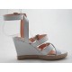 Sandalo zeppa in pelle colore bianco -  