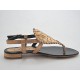 Sandalia infradedo en piel color oro tacon 1 - Tallas disponibles:  32