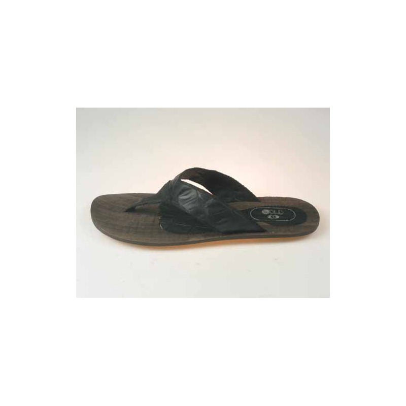 Chanclas de dedo para hombre en piel estampada de color negro - Tallas disponibles:  47