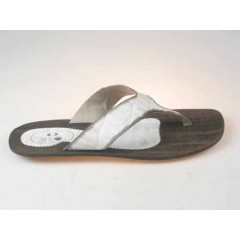 Men's flip-flop mules in white printed leather - Available sizes:  47