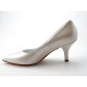 Zapato de salon a punta en piel color marfil tacon 7 - Tallas disponibles:  31