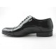 Chaussure richelieu à lacets et bout droit pour hommes en cuir verni noir - Pointures disponibles:  48, 49, 50, 51