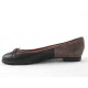 Damenballerina mit Schleife aus schwarzem und taupefarbenem Leder Absatz 1 - Verfügbare Größen:  32