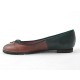 Bailarina para mujer con moño en piel color cuero y verde tacon 1 - Tallas disponibles:  32