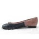 Ballerina da donna con fiocco in pelle blu e beige tacco 1 - Misure disponibili: 32
