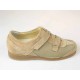 Men's casual shoe with velcro in beige suede and fabric