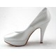 Damen Plattform Pump aus metallisiertem weißem Leder mit Absatz 11 - Verfügbare Größen:  46