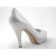 Damen Plattform Pump aus metallisiertem weißem Leder mit Absatz 11 - Verfügbare Größen:  46