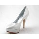 Escarpin avec plateforme en cuir blanche nacrée avec talon 11 - Pointures disponibles:  46