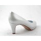 Decolté con plateau in pelle perlata bianca tacco 6 - Misure disponibili: 31