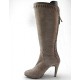 Stivale con plateau e cerniera in camoscio beige tacco 10 - Misure disponibili: 31