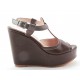 Wedge sandal in dark brown leather