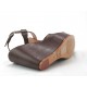 Sandalo zeppa in pelle marrone scuro -  