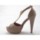 Zapato abierto con cinturon y plataforma en piel color beis - Tallas disponibles:  42