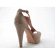 Zapato abierto con cinturon y plataforma en piel color beis - Tallas disponibles:  42