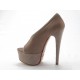 Open toe con plataforma en piel y gamusa color beis - Tallas disponibles:  42
