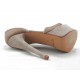 Open toe con plataforma en piel y gamusa color beis - Tallas disponibles:  42