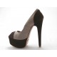 Open Toe mit Plattform aus beige und braunem Sämischleder - Verfügbare Größen:  42