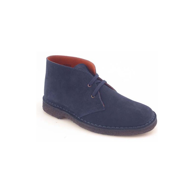 Men's sportive laced ankle shoe in blue suede - Available sizes:  36, 40