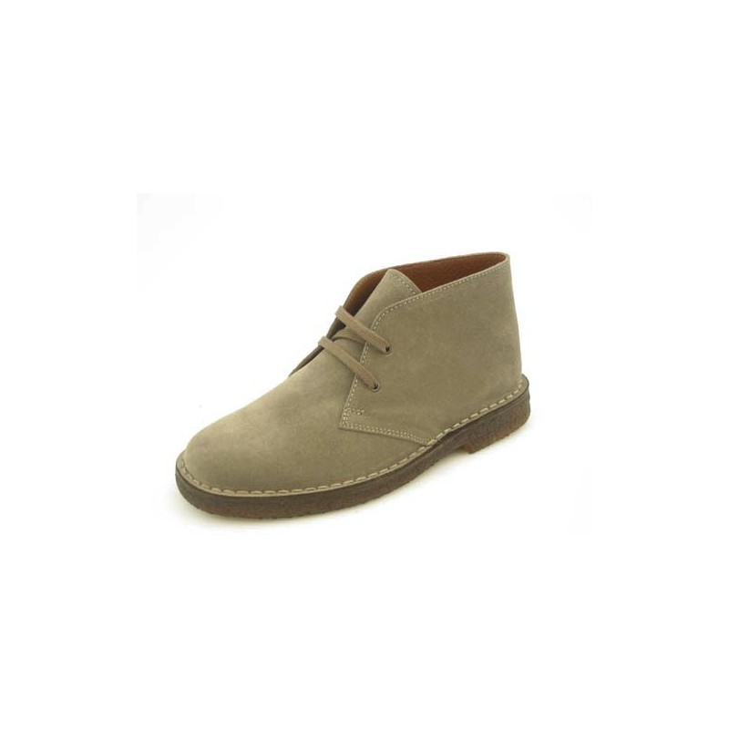 Men's sportive laced ankle shoe in beige suede - Available sizes:  36, 45