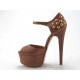 Open orteils avec sangle et plate-forme en cuir beige - Pointures disponibles:  42