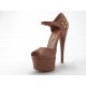 Open orteils avec sangle et plate-forme en cuir beige - Pointures disponibles:  42