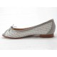 Open toe shoe with bow in white pierced leather and gray patent leather heel 1 - Available sizes:  32