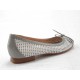 Scarpa aperta in punta con fiocco in pelle forata bianca e vernice grigio tacco 1 - Misure disponibili: 32