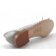 Open toe shoe with bow in white pierced leather and gray patent leather heel 1 - Available sizes:  32