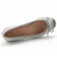 Scarpa aperta in punta con fiocco in pelle forata bianca e vernice grigio tacco 1 - Misure disponibili: 32