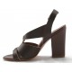 Sandalo con cinturino in pelle marrone scuro -  
