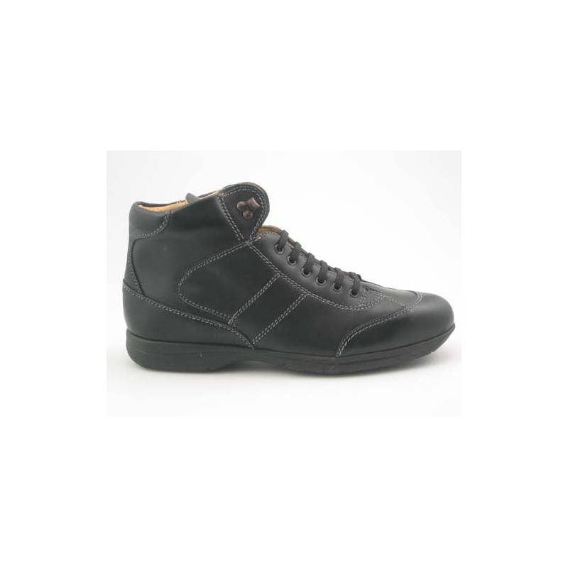 Zapato alto deportivo con cordones para hombre en piel negra - Tallas disponibles:  46