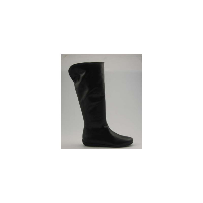 Bottes pour femmes avec fermeture éclair en cuir noir talon compensé 1 - Pointures disponibles:  32