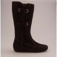 Stiefel mit Reißverschluss und Fransen aus braunem Wildleder Keilabsatz 1 - Verfügbare Größen:  32