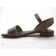 Sandale avec courroie en cuir perforé marron et vert talon 2 - Pointures disponibles:  32