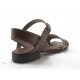 Sandale avec courroie en cuir perforé marron et vert talon 2 - Pointures disponibles:  32