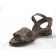Sandal with strap in brown pierced and green leather heel 2 - Available sizes:  32