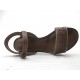 Sandal with strap in brown pierced and green leather heel 2 - Available sizes:  32