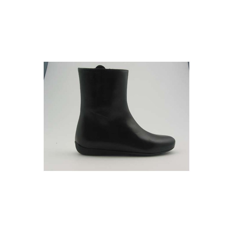 Bottines pour femmes avec fermeture éclair en cuir noir talon compensé 1 - Pointures disponibles:  32