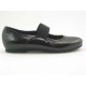 Woman's ballerina with elastic band in black leather and patent leather heel 1