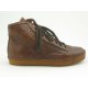 Men's sportive ankle-high shoe with laces in brown leather