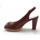Sandalo comfort decoltè plateau in pelle cuoio -  