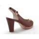 Sandalo comfort decoltè plateau in pelle cuoio -  