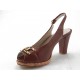 Sandalo comfort decoltè plateau in pelle cuoio -  