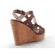 Sandalo comfort zeppa in sughero in pelle cuoio -  