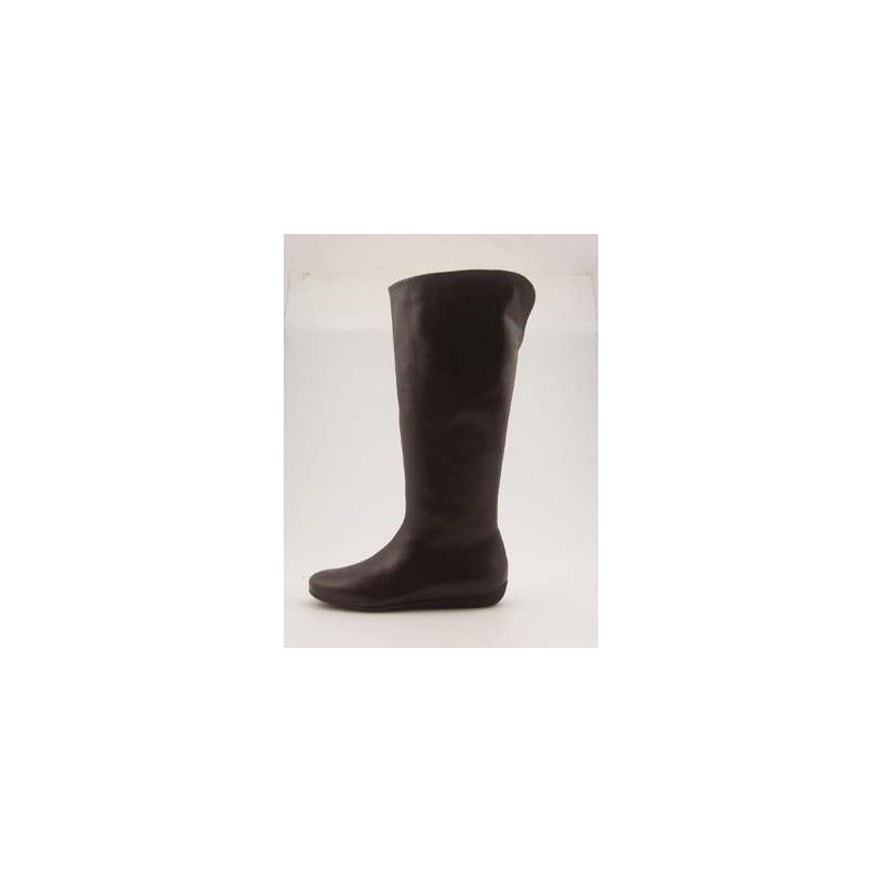 Damenstiefel mit Reißverschluß aus braunem Leder Keilabsatz 1 - Verfügbare Größen:  31, 32