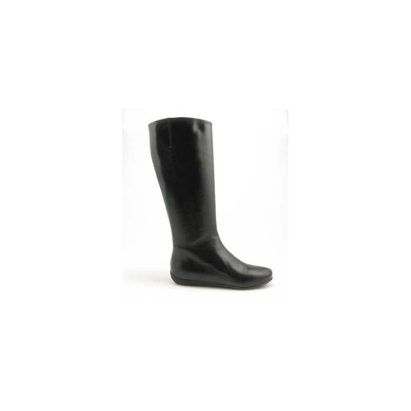 Damenstiefel mit Reißverschluß aus schwarzem Leder Keilabsatz 1 - Verfügbare Größen:  31, 32