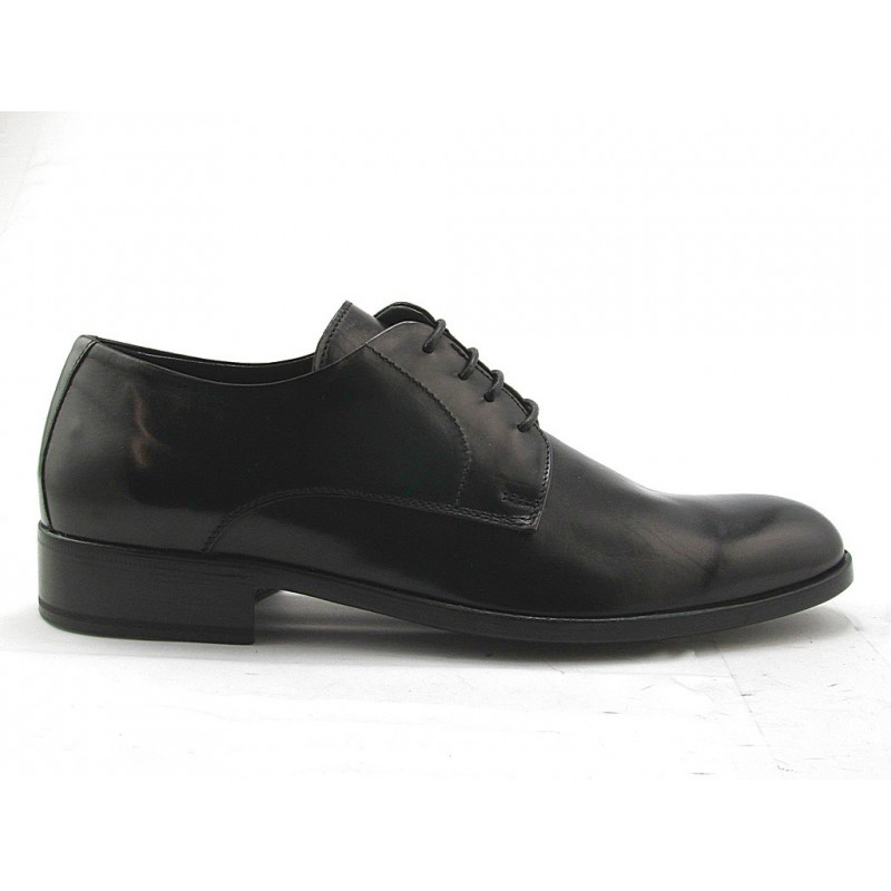 Chaussure derby à lacets pour hommes en cuir lisse noir - Pointures disponibles:  51, 52