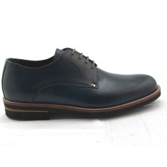 Herrenderbyschuh mit Schnürsenkeln aus blauem glattem Leder - Verfügbare Größen:  52