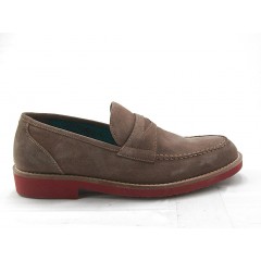 Men's loafer in taupe suede  - Available sizes:  36, 47